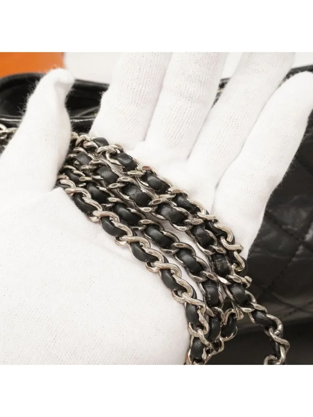 Chanel Shoulder Bag Gabrielle Leather Black Gold Silver
